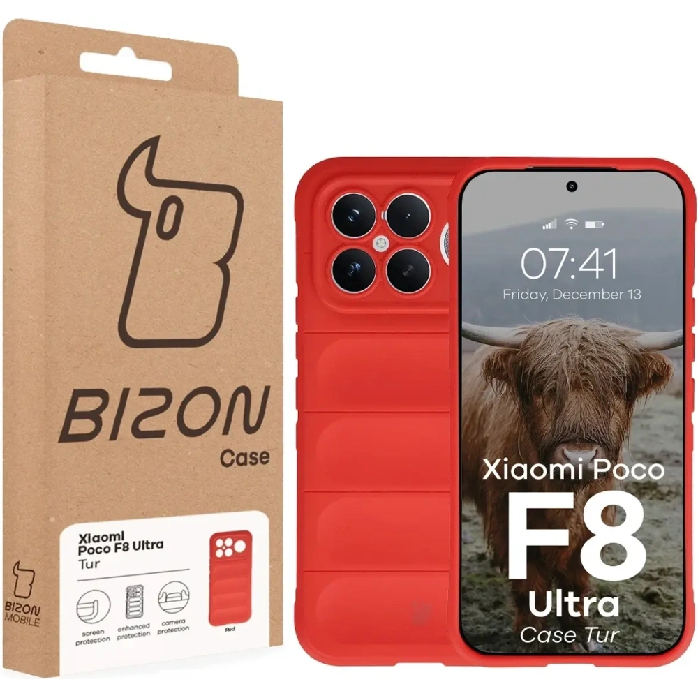 Pancerne etui Bizon Case Tur do Xiaomi POCO F8 Ultra czerwone