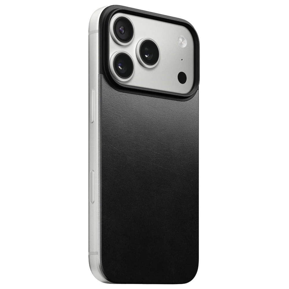 Nakładka na plecki NOMAD Magnetic Leather Back do Apple iPhone 17 Pro kompatybilna z MagSafe, skóra Horween (black)