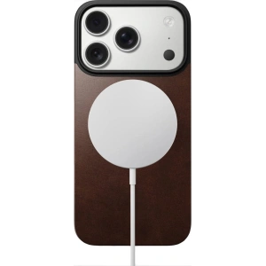 Nakładka na plecki NOMAD Magnetic Leather Back do Apple iPhone 17 Pro kompatybilna z MagSafe, skóra Horween (rustic brown)