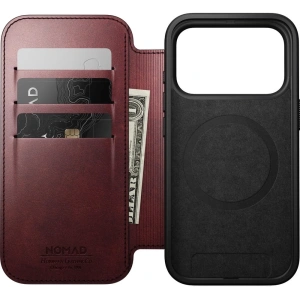 Skórzane etui NOMAD Modern Leather Folio do Apple iPhone 17 Pro kompatybilne z MagSafe, skóra Horween (burgundy)