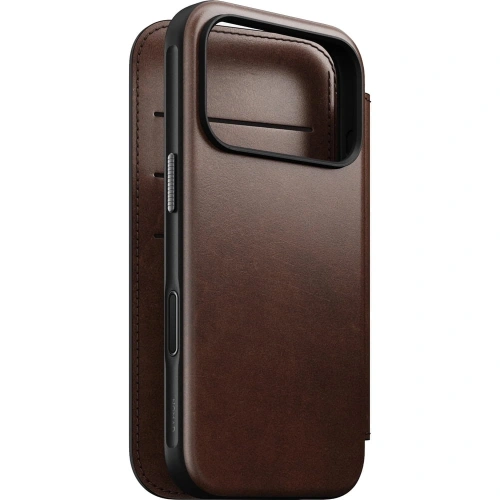 Skórzane etui NOMAD Modern Leather Folio do Apple iPhone 17 Pro Max kompatybilne z MagSafe, skóra Horween (rustic brown)