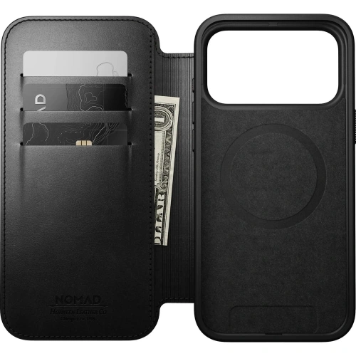 Skórzane etui NOMAD Modern Leather Folio do Apple iPhone 17 Pro Max kompatybilne z MagSafe, skóra Horween (black)