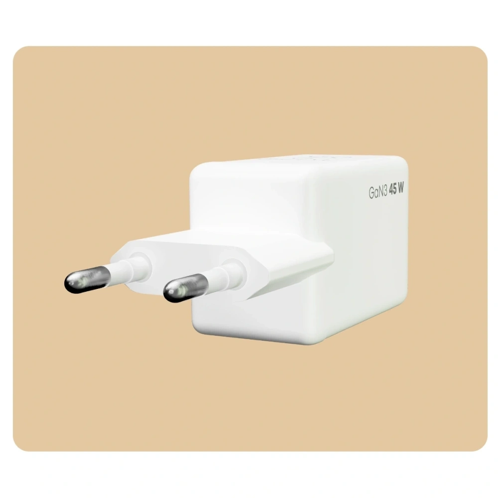 Ładowarka sieciowa Bizon Charger VT-25B 25W USB-C PD, USB-A QC 4.0 GAN3 biała