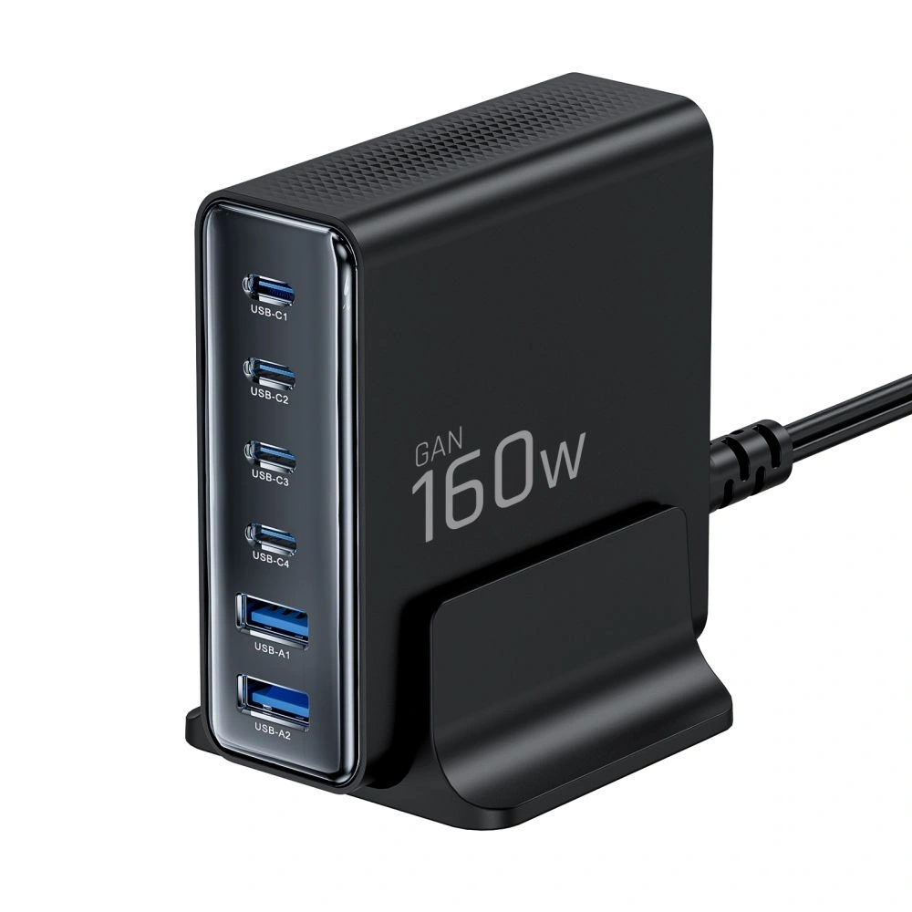 Ładowarka sieciowa Tech-Protect DC160W-GAN 6-port Desktop Charger PD 160W / QC3.0 Black