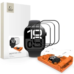 Szkło hybrydowe Tech-Protect Easy Set Flex+ do Apple Watch 4 / 5 / 6 / SE 1 / 2 / 3 40mm Black [3 PACK]