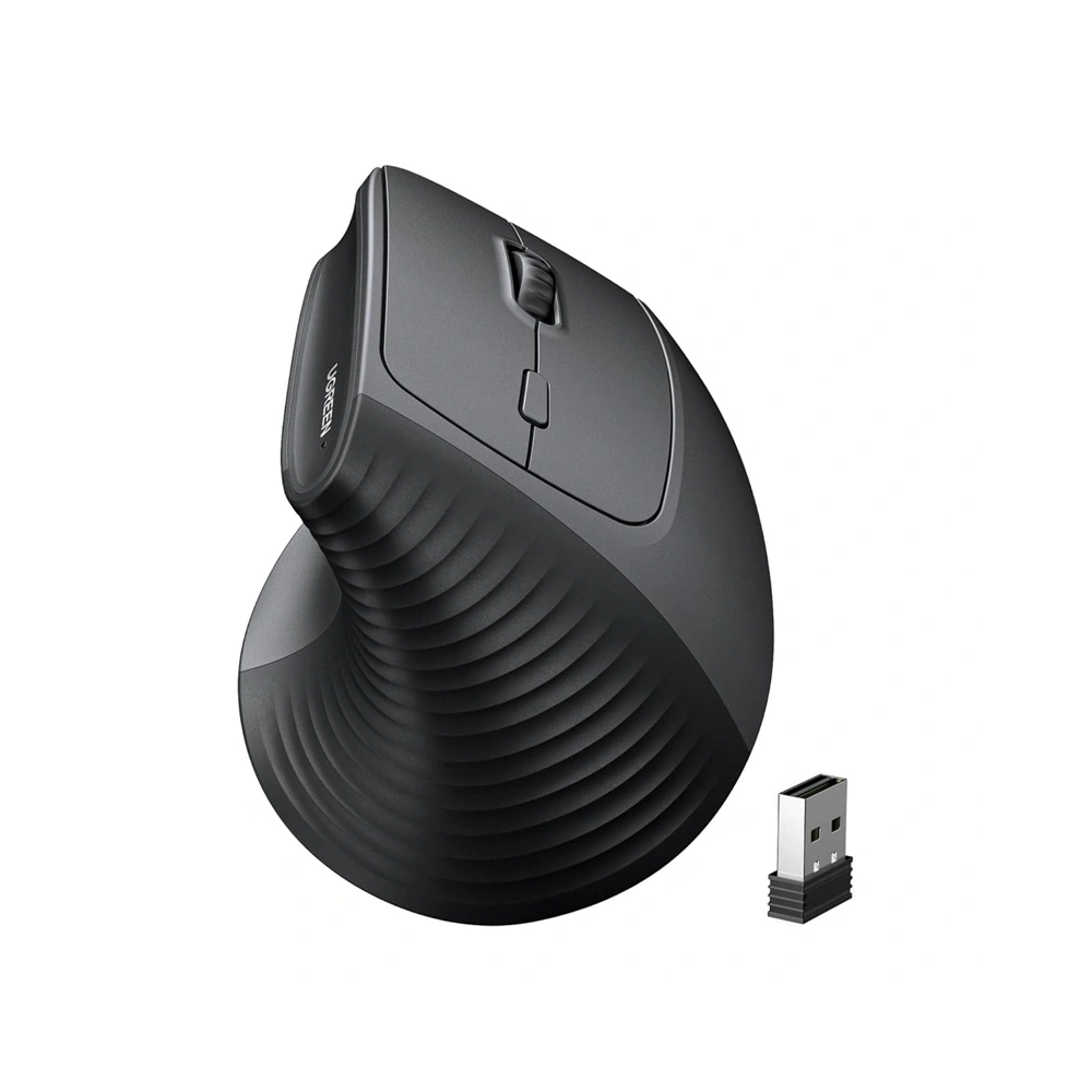 Bezprzewodowa mysz pionowa Ugreen M571 2.4G 4000 DPI 1xAA (czarna)