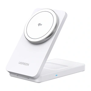 Magnetyczna ładowarka bezprzewodowa 2w1 UGREEN W706 MagSafe 15W (biała)