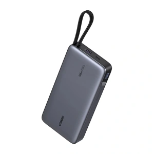 Powerbank 25000mAh Ugreen PB552, 165W, USB-A, USB-C + wbudowany kabel (szary)