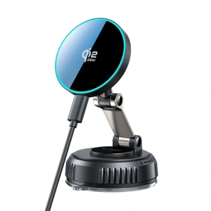 Uchwyt z ładowarką bezprzewodową Tech-Protect MM25W-V8 Qi2.2 Magnetic MagSafe Windshield & Dashboard Car Mount Wireless Charger 25W Black