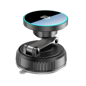 Uchwyt z ładowarką bezprzewodową Tech-Protect MM25W-V8 Qi2.2 Magnetic MagSafe Windshield & Dashboard Car Mount Wireless Charger 25W Black