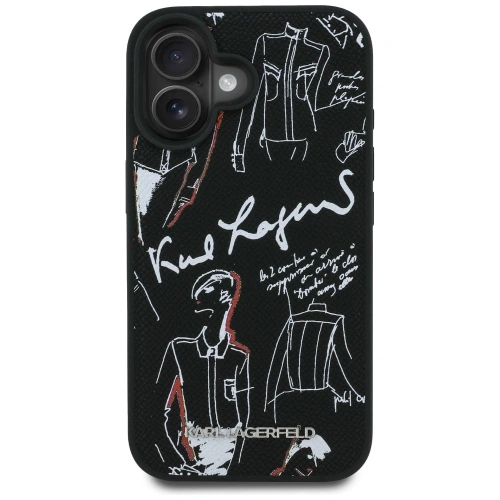 Etui Karl Lagerfeld Grained Pattern & Logo MagSafe do Apple iPhone 16 czarny