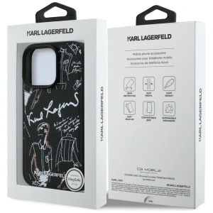 Etui Karl Lagerfeld Grained Pattern & Logo MagSafe do Apple iPhone 16 Pro czarny