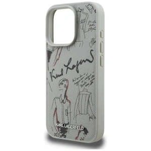 Etui Karl Lagerfeld Grained Pattern & Logo MagSafe do Apple iPhone 16 Pro szary