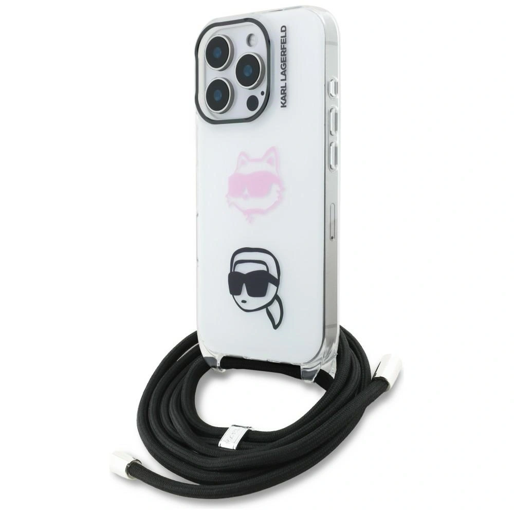 Etui Karl Lagerfeld IML Crossbody Karl&Choupette Head do Apple iPhone 16 Pro biały