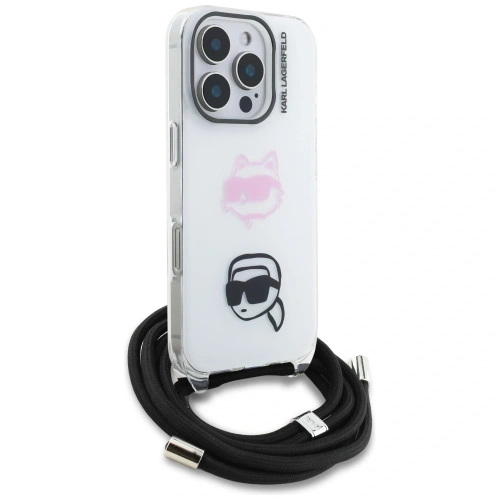 Etui Karl Lagerfeld IML Crossbody Karl&Choupette Head do Apple iPhone 16 Pro biały