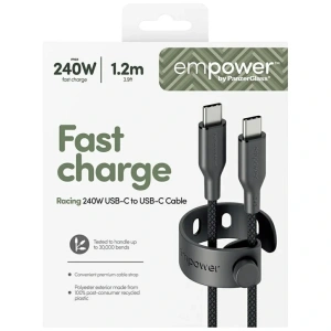 Kabel Empower by PanzerGlass Racing 240W USB-C / USB-C 1.2m czarny