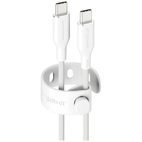 Kabel Empower by PanzerGlass Racing 240W USB-C / USB-C 2m srebrno-biały