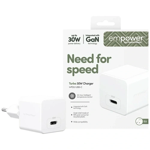 Ładowarka sieciowa Empower by PanzerGlass Turbo 30W USB-C srebrno-czarny