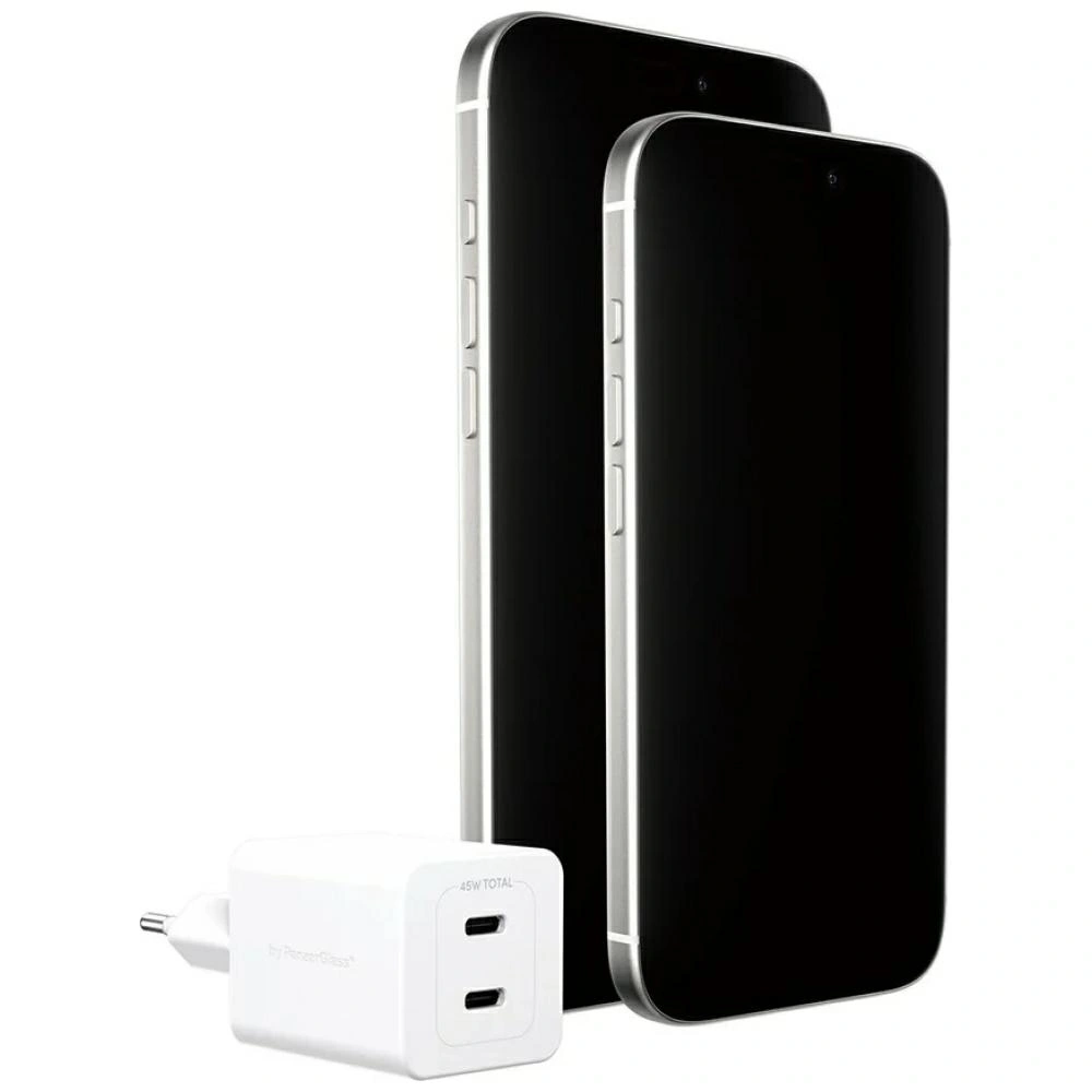 Ładowarka sieciowa Empower by PanzerGlass Turbo 45W 2xUSB-C srebrno-biały