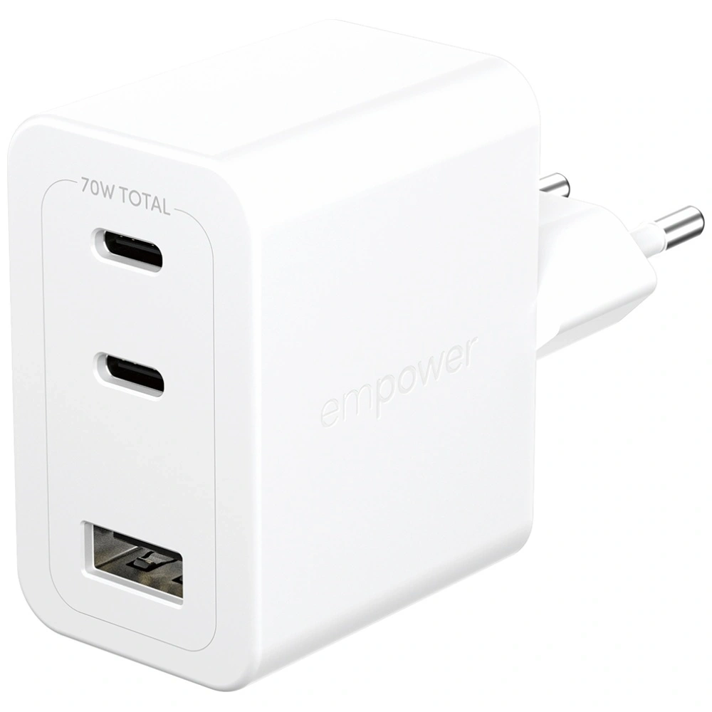 Ładowarka sieciowa Empower by PanzerGlass Turbo 70W 2xUSB-C USB-A srebrno-biały