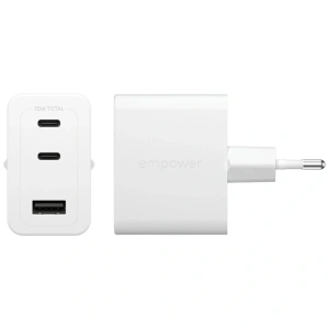 Ładowarka sieciowa Empower by PanzerGlass Turbo 70W 2xUSB-C USB-A srebrno-biały