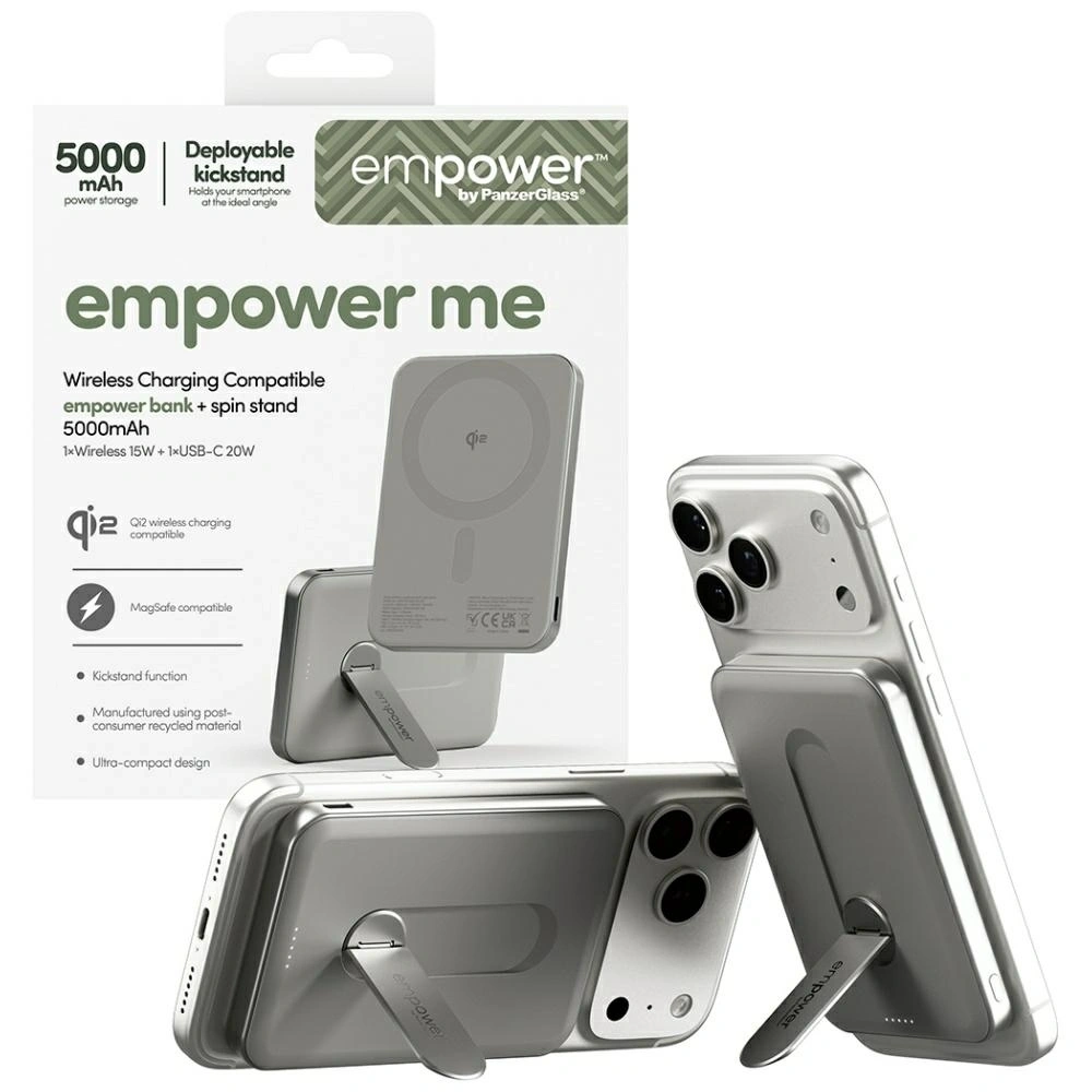 Powerbank Empower by PanzerGlass Bank w. Spin Stand 5000mAh tytanowy