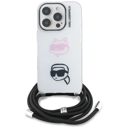 Etui Karl Lagerfeld IML Crossbody Karl&Choupette Head do Apple iPhone 16 Pro Max biały