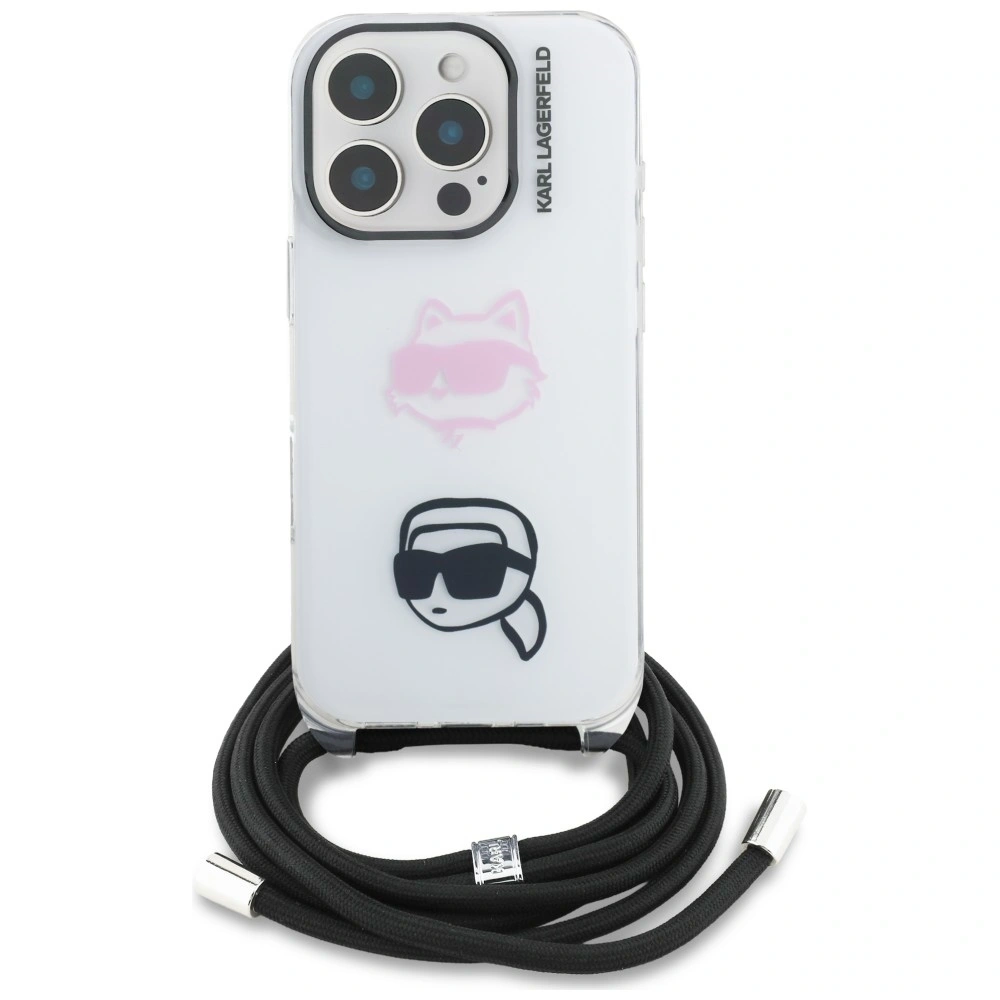 Etui Karl Lagerfeld IML Crossbody Karl&Choupette Head do Apple iPhone 16 Pro Max biały