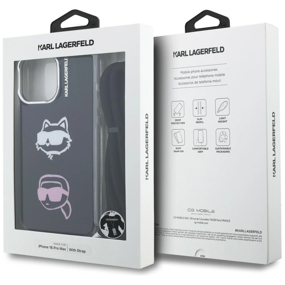 Etui Karl Lagerfeld IML Crossbody Karl&Choupette Head do Apple iPhone 16 Pro Max czarny