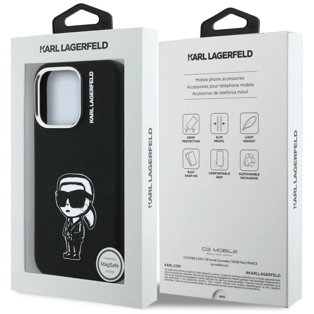 Etui Karl Lagerfeld Silicone Karl Sketch MagSafe do Apple iPhone 16 Pro czarny