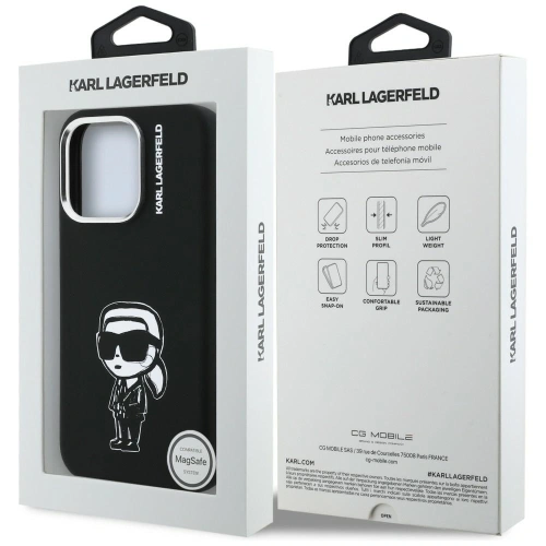 Etui Karl Lagerfeld Silicone Karl Sketch MagSafe do Apple iPhone 16 Pro Max czarny