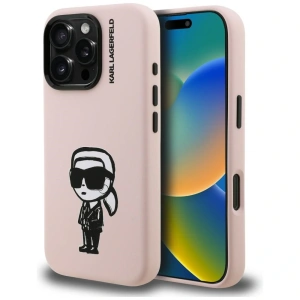 Etui Karl Lagerfeld Silicone Karl Sketch MagSafe do Apple iPhone 16 Pro Max różowy