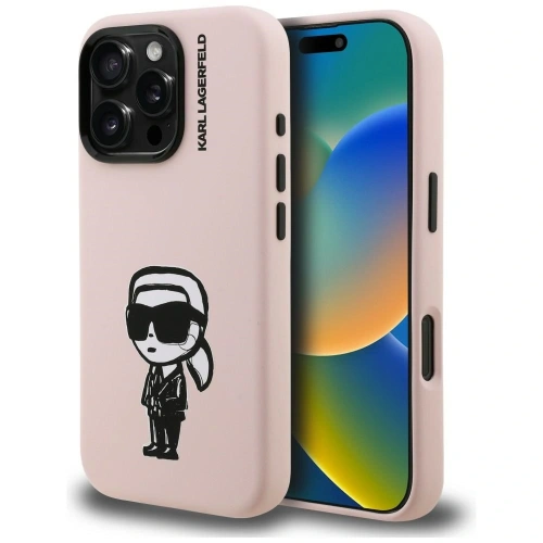 Etui Karl Lagerfeld Silicone Karl Sketch MagSafe do Apple iPhone 16 Pro Max różowy