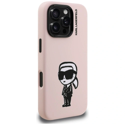 Etui Karl Lagerfeld Silicone Karl Sketch MagSafe do Apple iPhone 16 Pro Max różowy