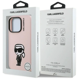 Etui Karl Lagerfeld Silicone Karl Sketch MagSafe do Apple iPhone 16 Pro różowy