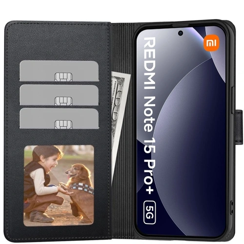 Etui z klapką Tech-Protect Wallet do Xiaomi Redmi Note 15 Pro+ Plus 5G Matte Black