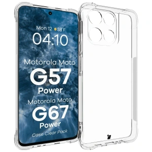 Elastyczne etui + 2x folia na ekran Bizon Case Clear Pack do Motorola Moto G57 Power / G67 Power