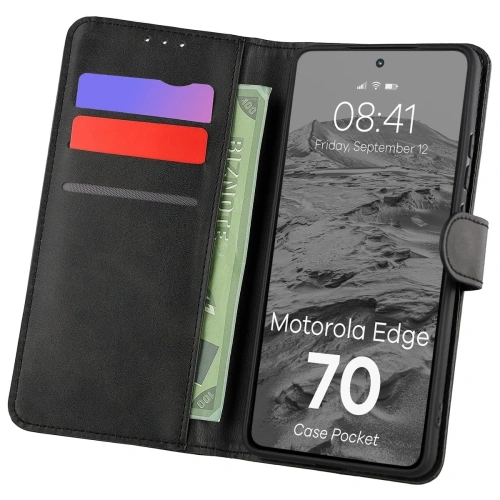 Etui z klapką Bizon Case Pocket do Motorola Edge 70 czarne