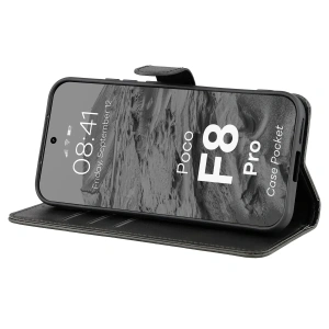 Etui z klapką Bizon Case Pocket do Xiaomi POCO F8 Pro czarne