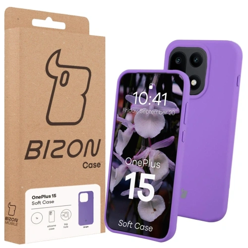 Silikonowe etui Bizon Soft Case do OnePlus 15 fioletowe