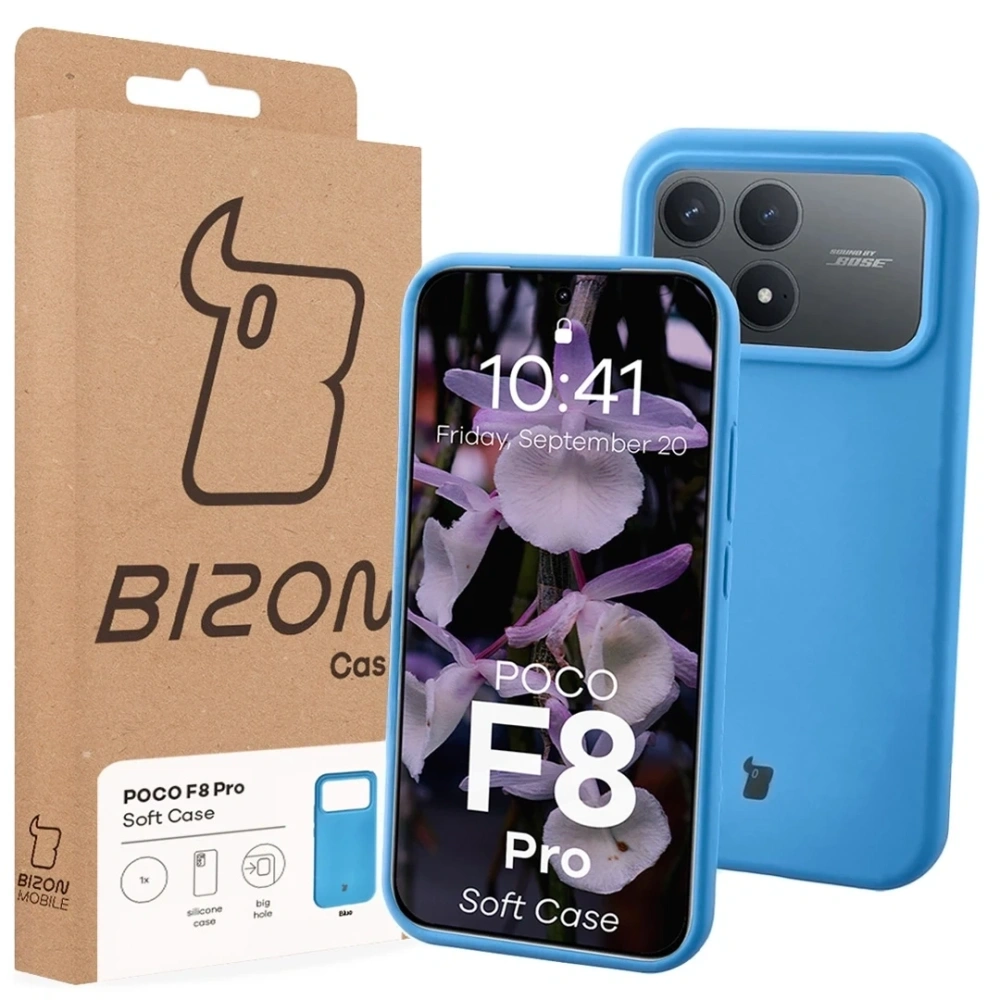 Silikonowe etui Bizon Soft Case do Xiaomi POCO F8 Pro niebieskie