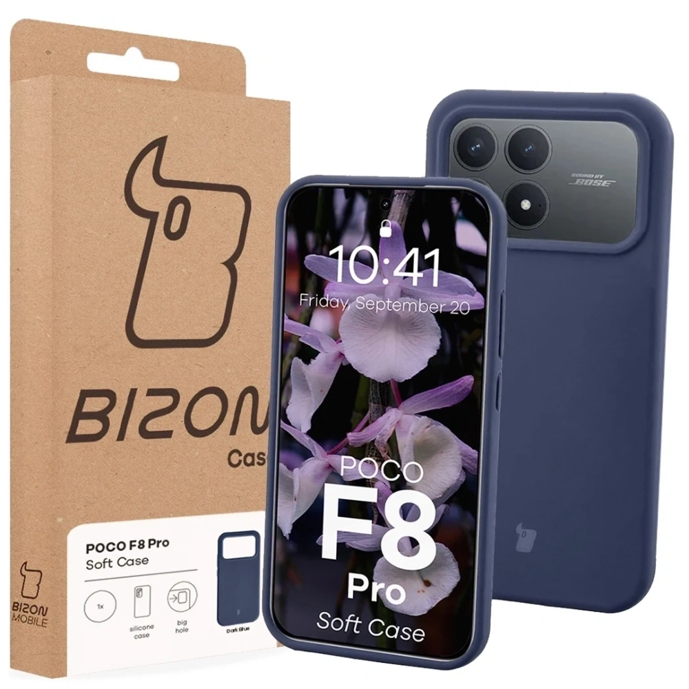 Silikonowe etui Bizon Soft Case do Xiaomi POCO F8 Pro ciemnoniebieskie
