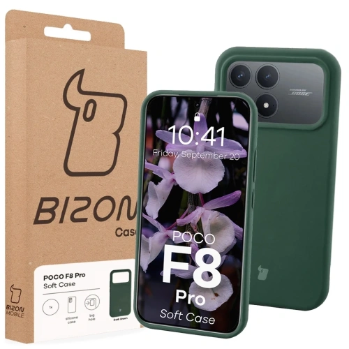 Silikonowe etui Bizon Soft Case do Xiaomi POCO F8 Pro ciemnozielone