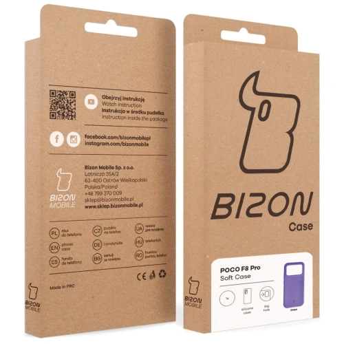 Silikonowe etui Bizon Soft Case do Xiaomi POCO F8 Pro fioletowe
