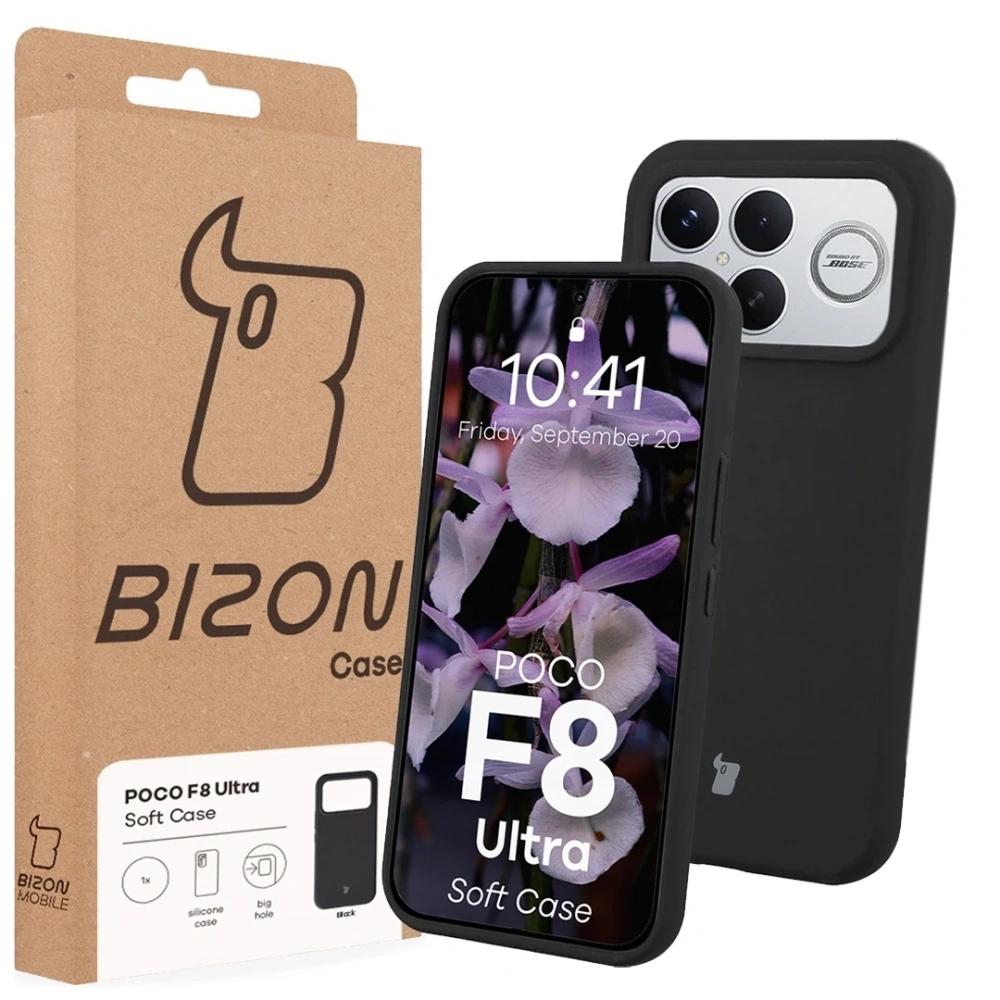Silikonowe etui Bizon Soft Case do Xiaomi POCO F8 Ultra czarne