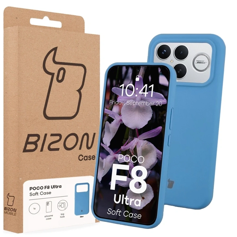Silikonowe etui Bizon Soft Case do Xiaomi POCO F8 Ultra niebieskie