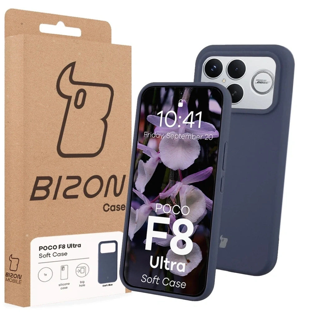 Silikonowe etui Bizon Soft Case do Xiaomi POCO F8 Ultra ciemnoniebieskie