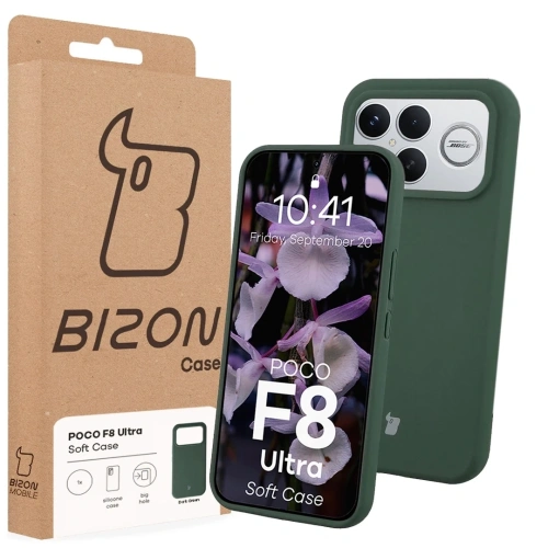 Silikonowe etui Bizon Soft Case do Xiaomi POCO F8 Ultra ciemnozielone