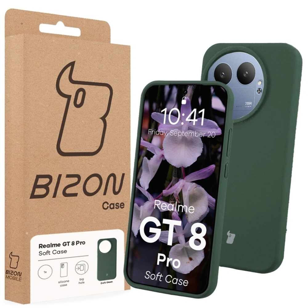 Silikonowe etui Bizon Soft Case do Realme GT 8 Pro ciemnozielone