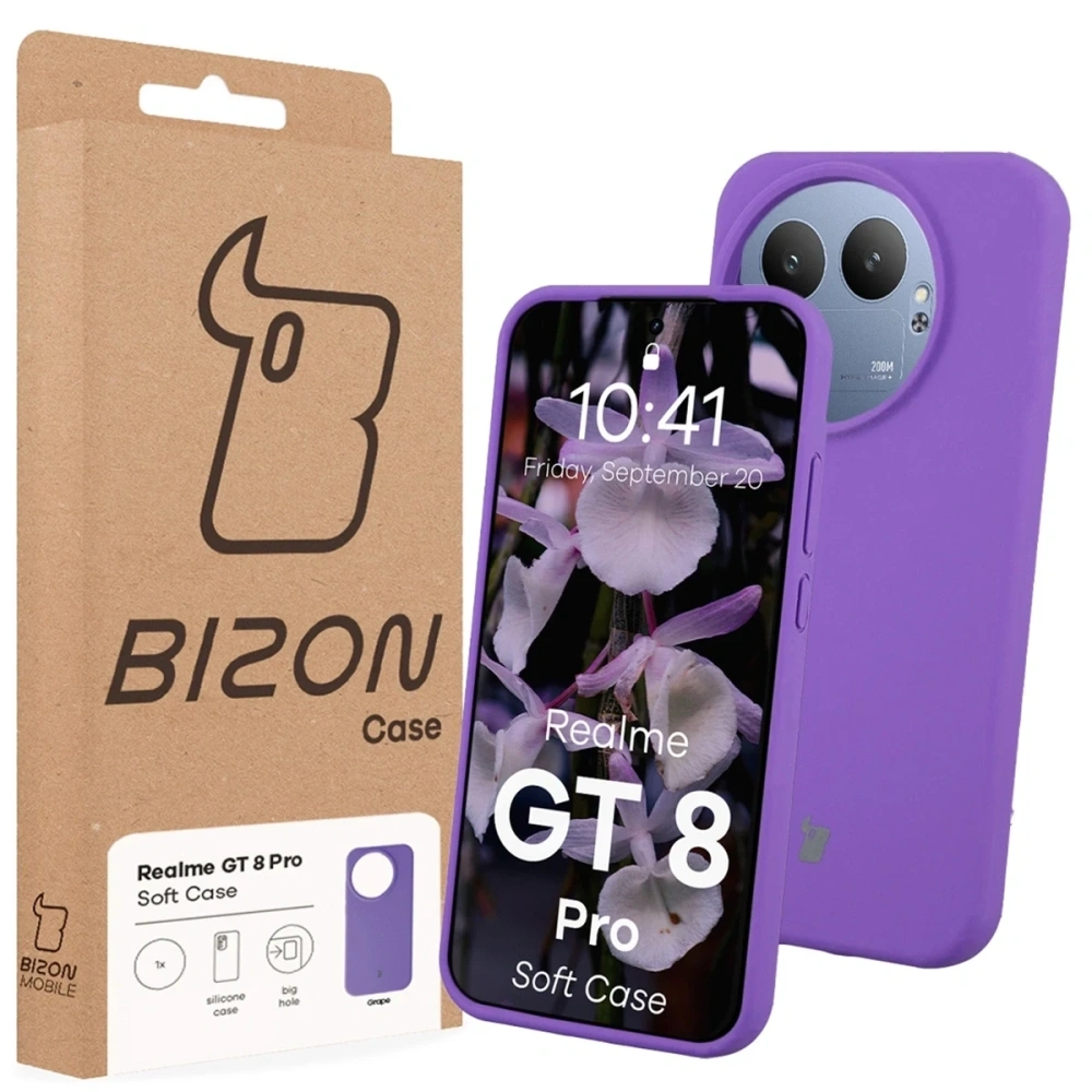 Silikonowe etui Bizon Soft Case do Realme GT 8 Pro fioletowe